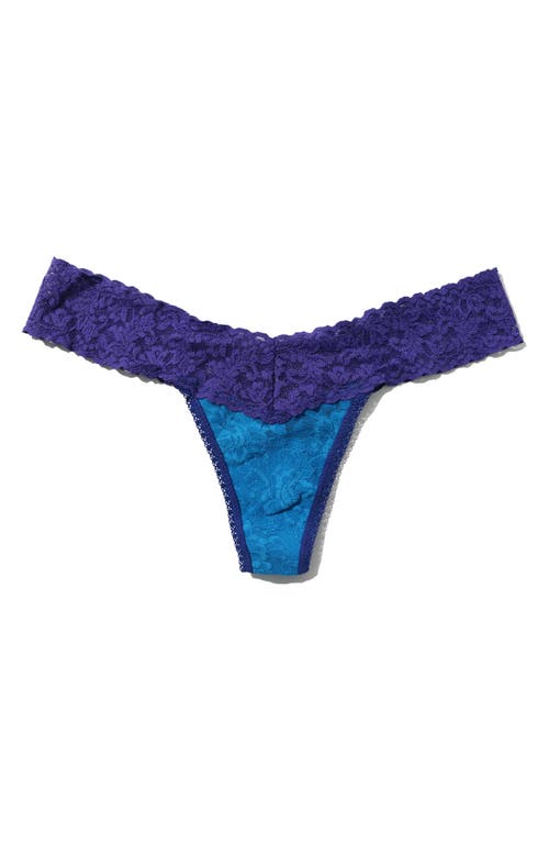 Hanky Panky Signature Lace Low Rise Thong In Island Blue/wild Violet