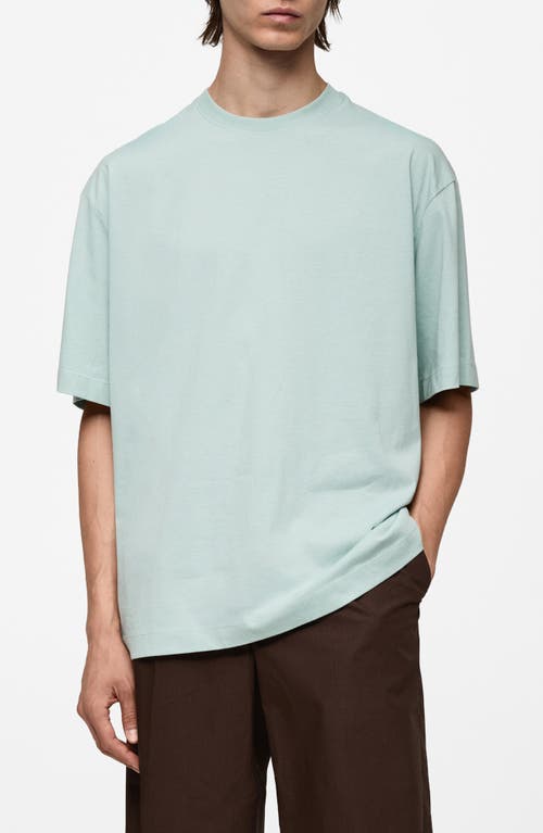 Shop Mango Oversize Cotton T-shirt In Aqua Green