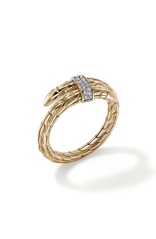 Shop John Hardy Spear Diamond Bypass Ring In Gold