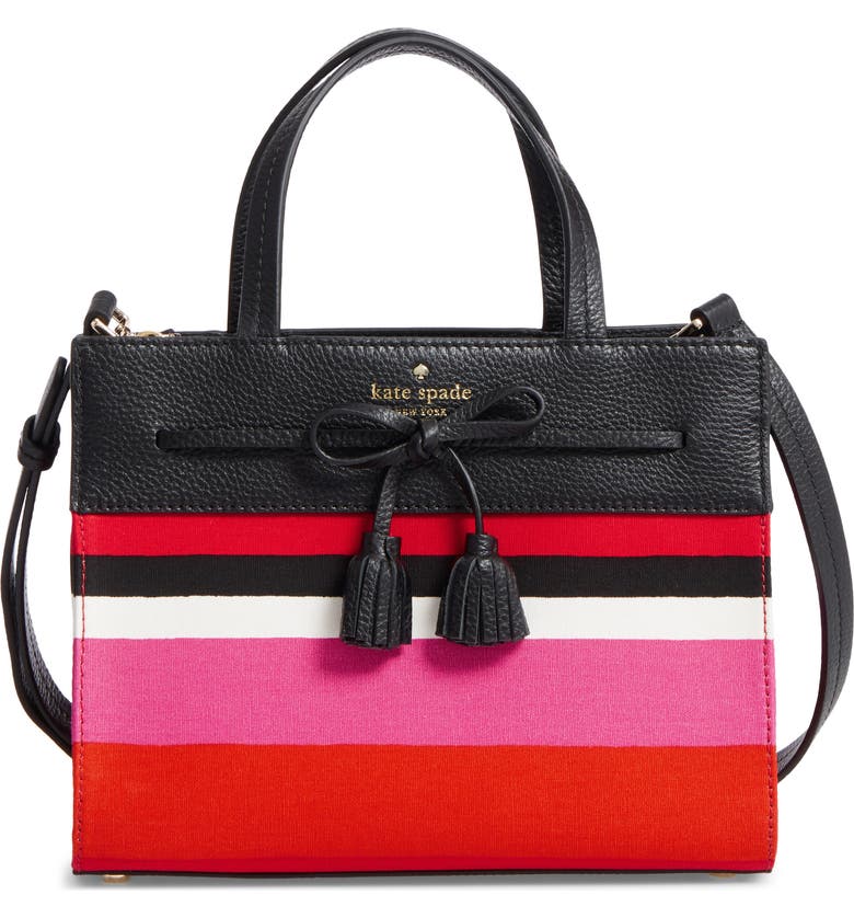 KATE SPADE NEW YORK hayes street stripe isobel satchel, Main, color, PINK MULTI