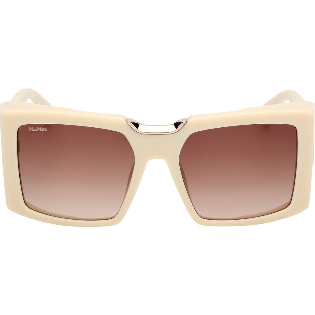Max Mara Women's Ivory & Brown Gradient Spark 6 Square Sunglasses In Ivory/pale Gold/grad Brown