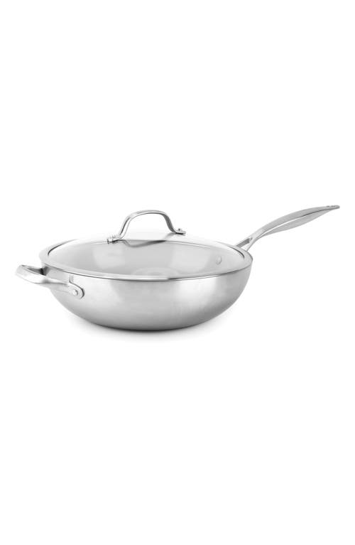 GreenPan Venice Pro 12-Inch Ceramic Nonstick Wok & Glass Lid in Stainless Steel at Nordstrom