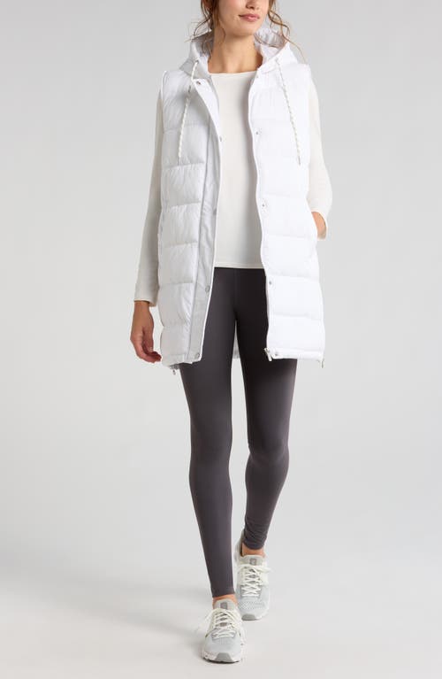 Shop Zella Long Hooded Puffer Vest In White