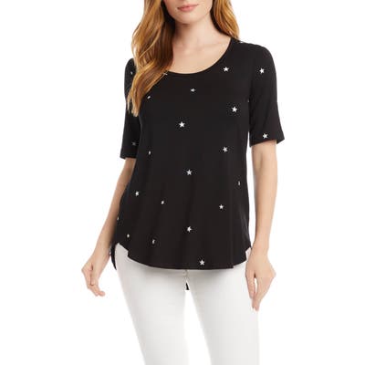 Karen Kane Star Print Shirttail Top, Black