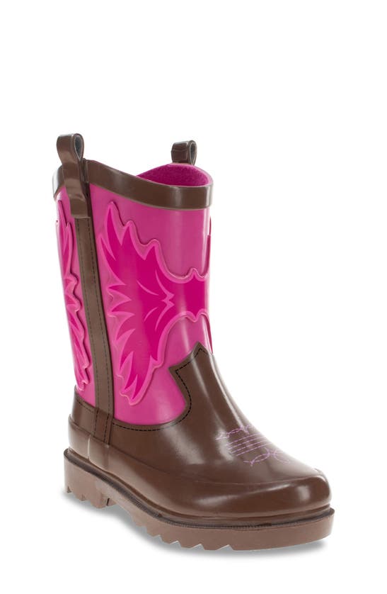 Western Chief Kids' Cowboy Waterproof Rain Boot In Pink