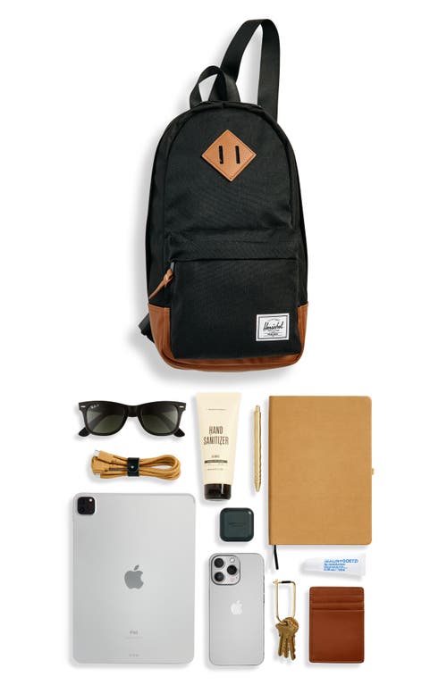 Shop Herschel Supply Co . Heritage Shoulder Bag In Black/tan