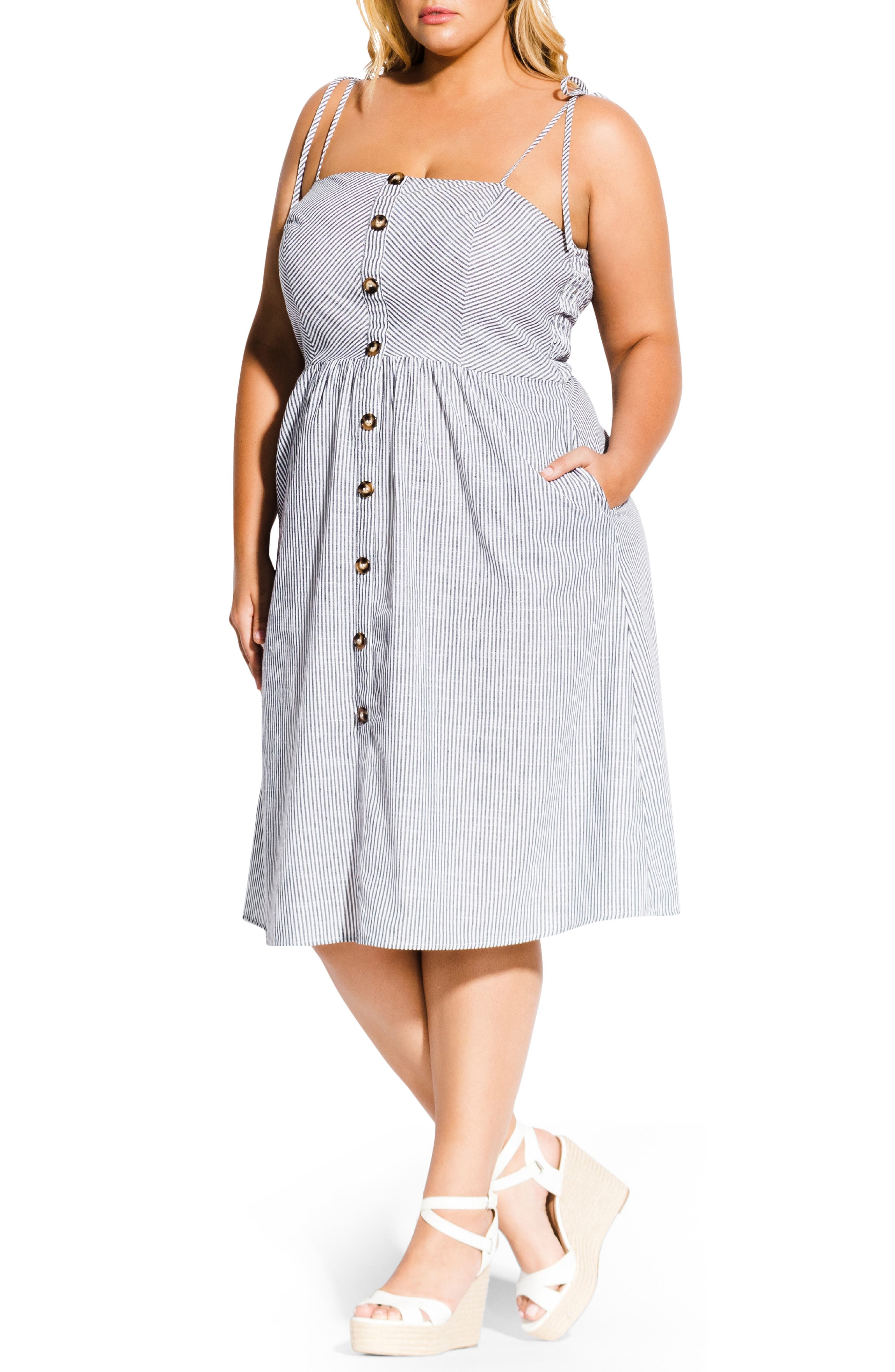 Plus Size City Chic Riviera A-Line Sundress, Ivory