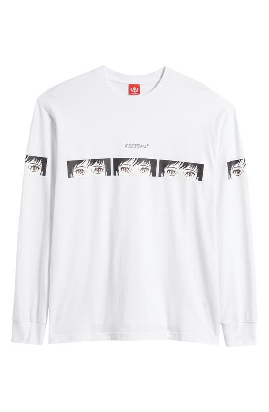 Shop Icecream These Eyes Long Sleeve Cotton Graphic T-shirt In White