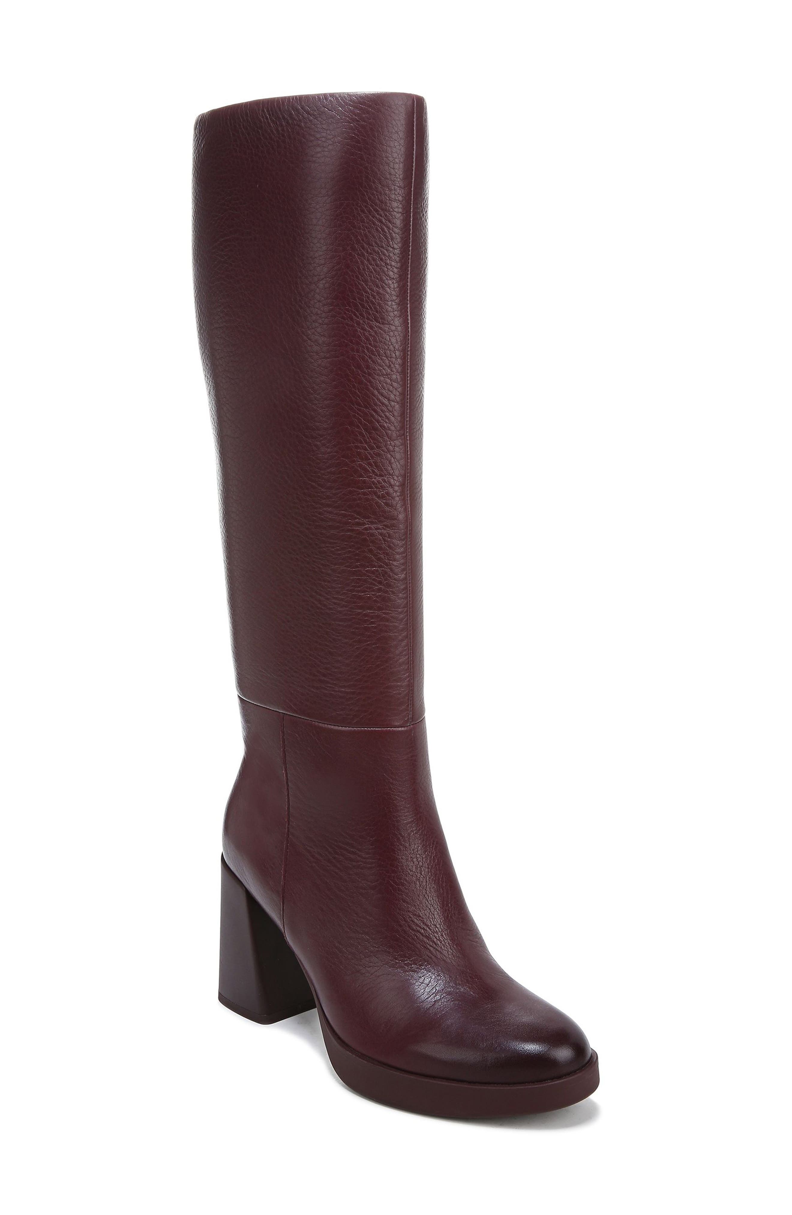 wide calf burgundy boots