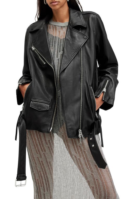 Shop Allsaints Billie Leather Biker Jacket In Black