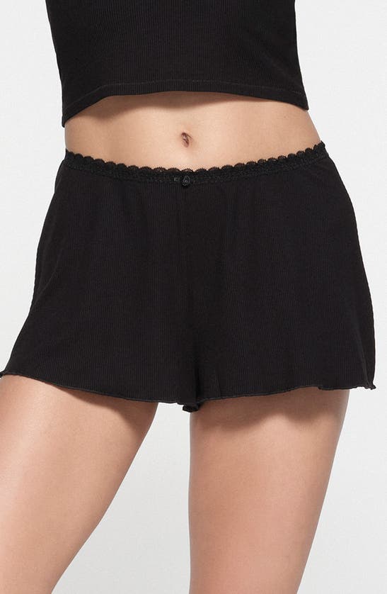 Shop Skims Soft Lounge Lace Shorts In Onyx