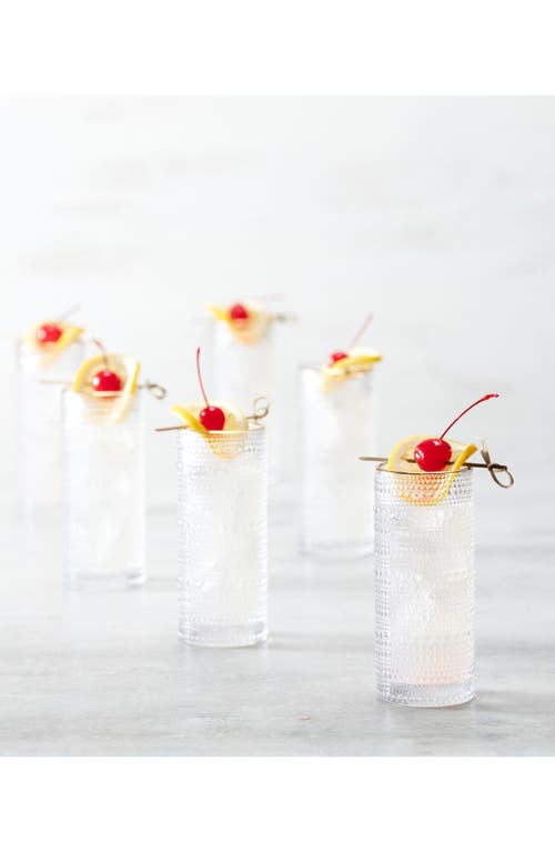 Fortessa Jupiter Set Of 6 Gold Rim Collins Glasses In Clear