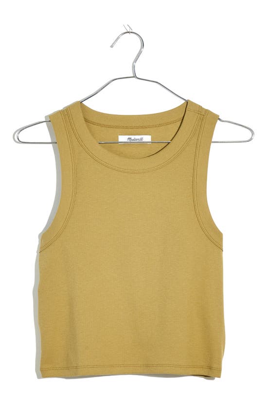 Madewell Brightside Crop Tank In Olive Surplus