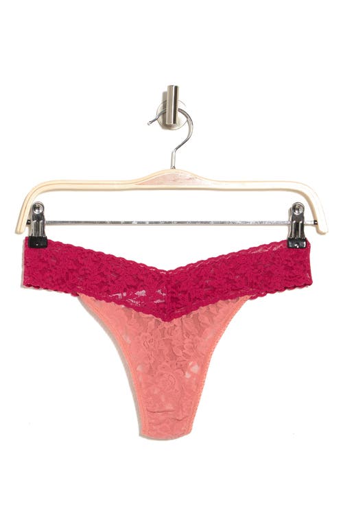 Shop Hanky Panky Colorplay Original Lace Thong In Himalyan Pink/showgirl Red