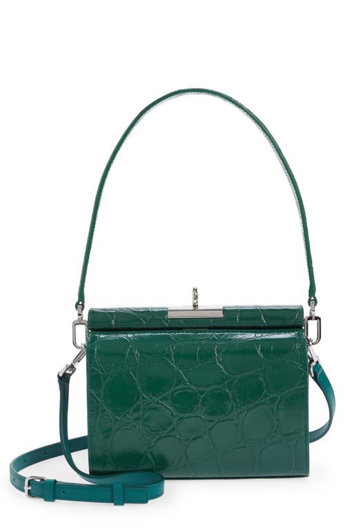 gu-de Gemma Croc Embossed Leather Top Handle Bag in Ivy