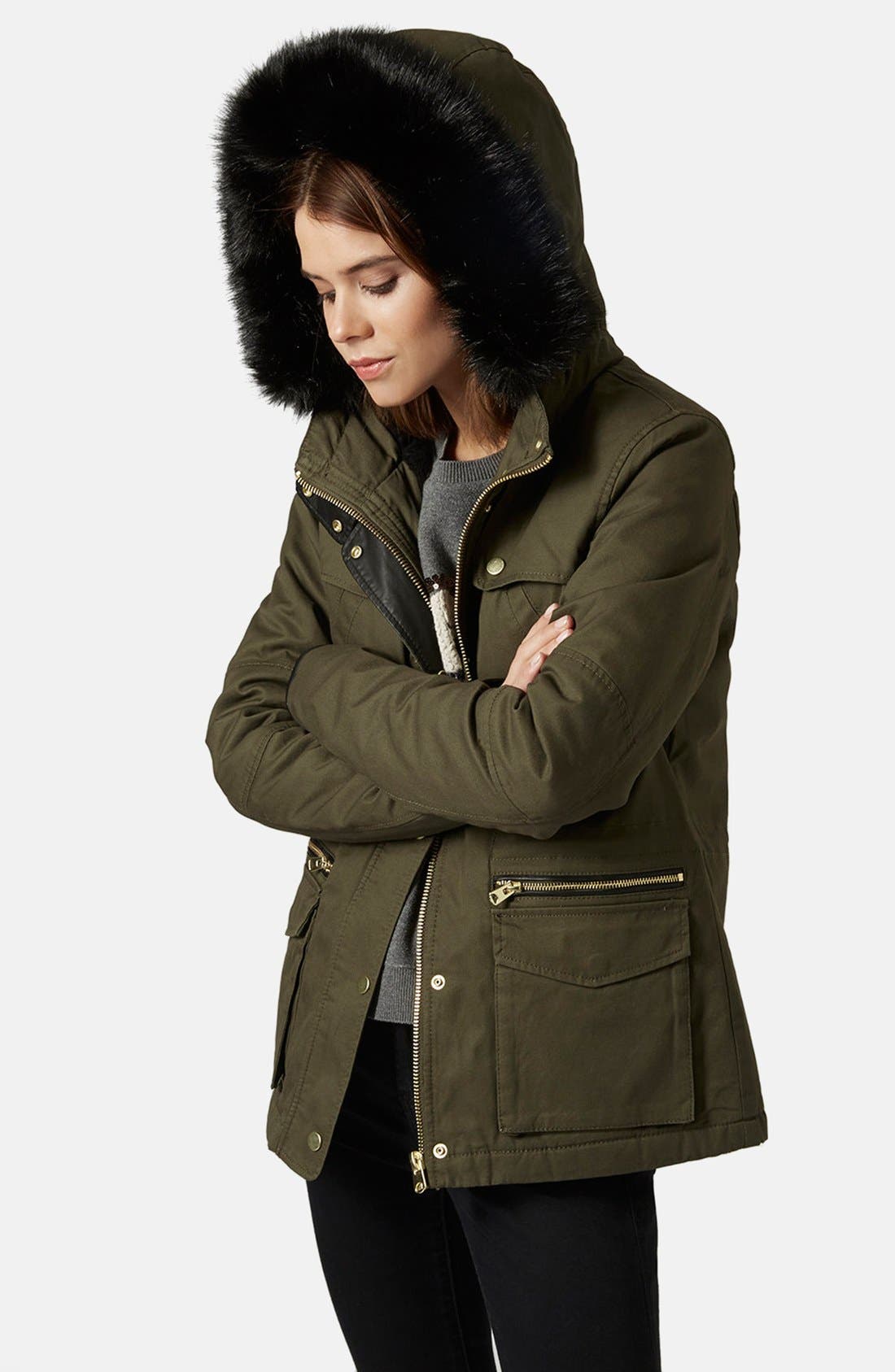 'Walter' Hooded Cotton Parka with Faux Fur Trim Nordstrom