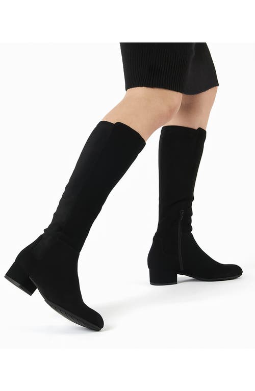 Dune London Tayla Knee High Boot In Black Suede