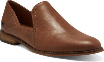 LUCKY BRAND Womens Brown Cut-Out Side Menswear-Inspired Cahill Round Toe  Block Heel Slip On Flats 8.5 M 