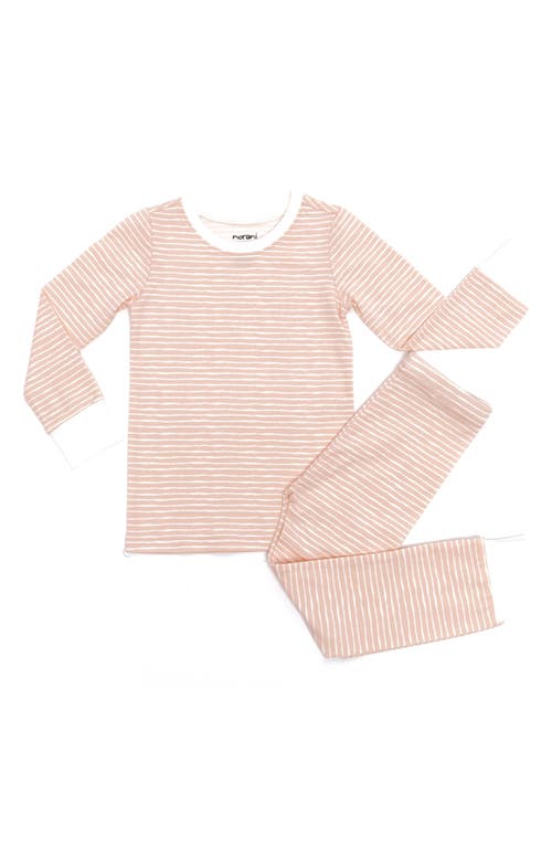 Norani Stripe Fitted Two-Piece Stretch Organic Cotton Pajamas in Pink at Nordstrom, Size 12-18M