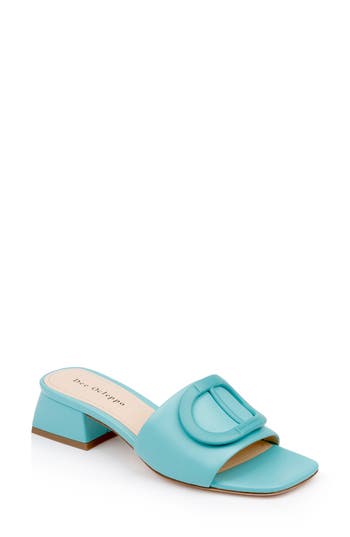 Dee Ocleppo Dizzy Leather Buckle Mule Sandals In Aqua Leather