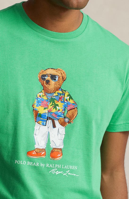 Shop Polo Ralph Lauren Polo Bear Graphic T-shirt In Vnyrd Green Beach Club Bear