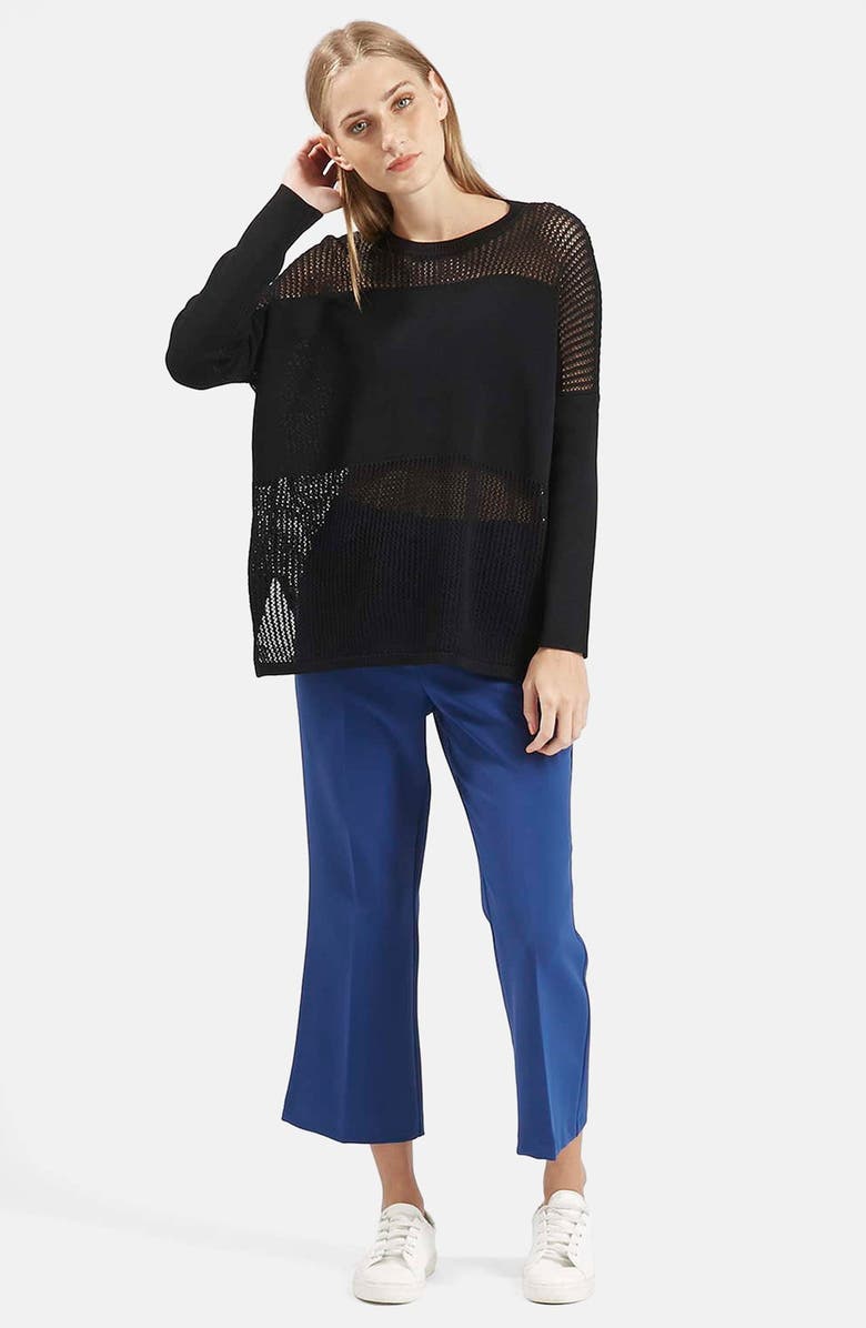 TOPSHOP Panel Sweater, Main, color, Black