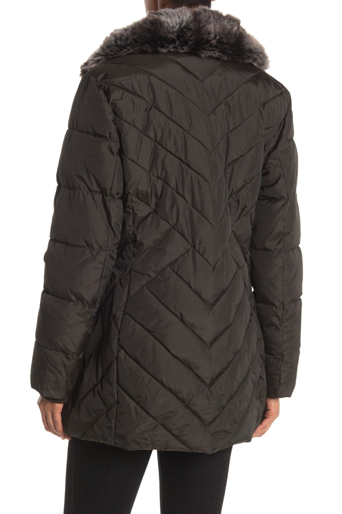 london fog faux fur hooded down puffer coat