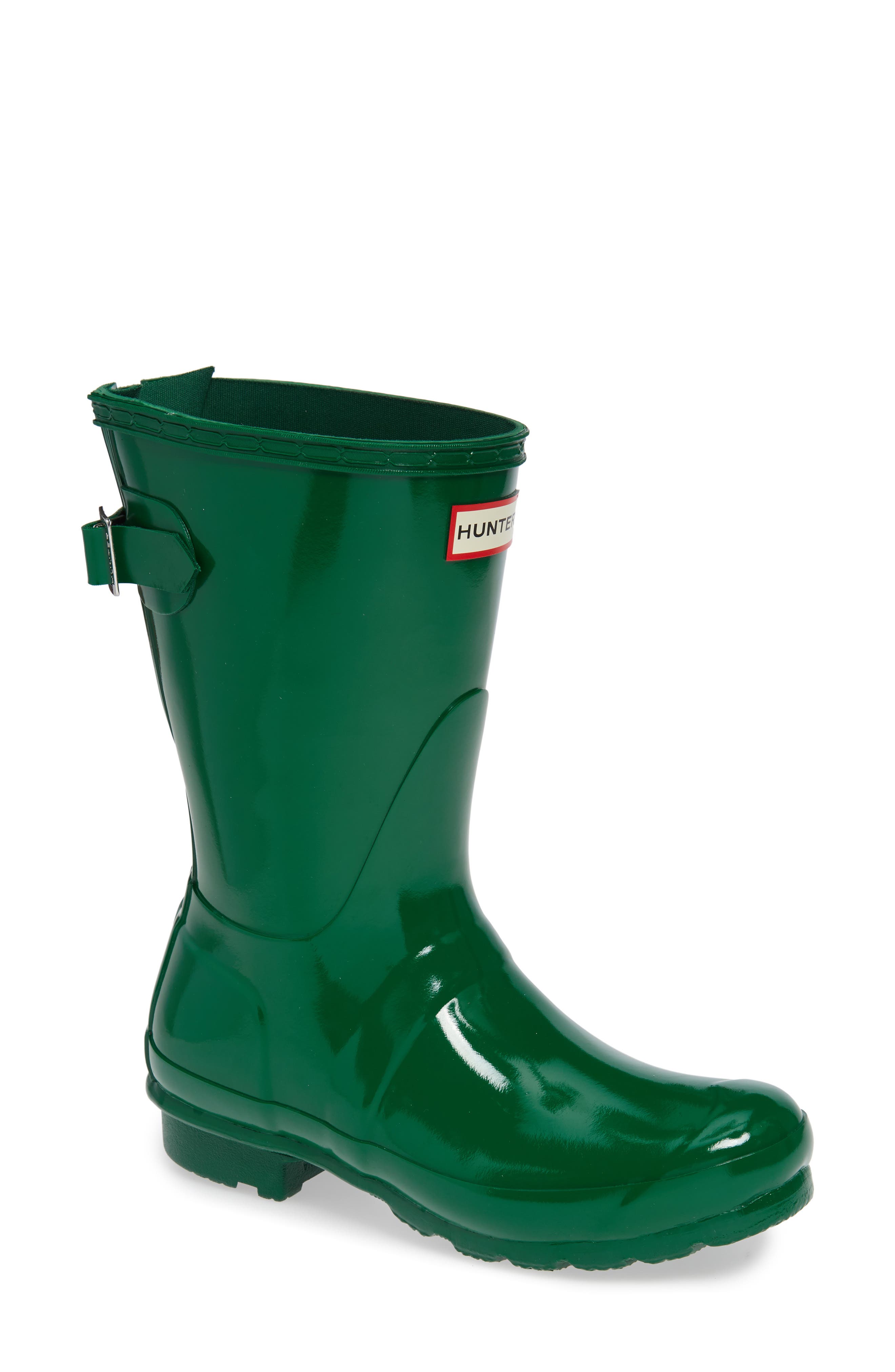 HUNTER,
                            Original Short Adjustable Back Gloss Waterproof Rain Boot,
                            Main thumbnail 12, color,
                            360