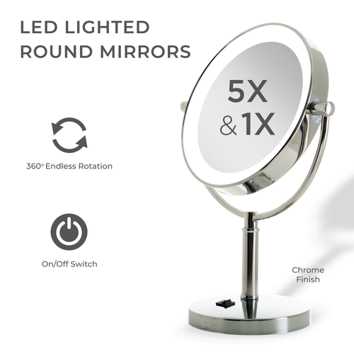 Zadro Laguna Lighted Makeup Mirror With 5x/1x Magnifications In Chrome