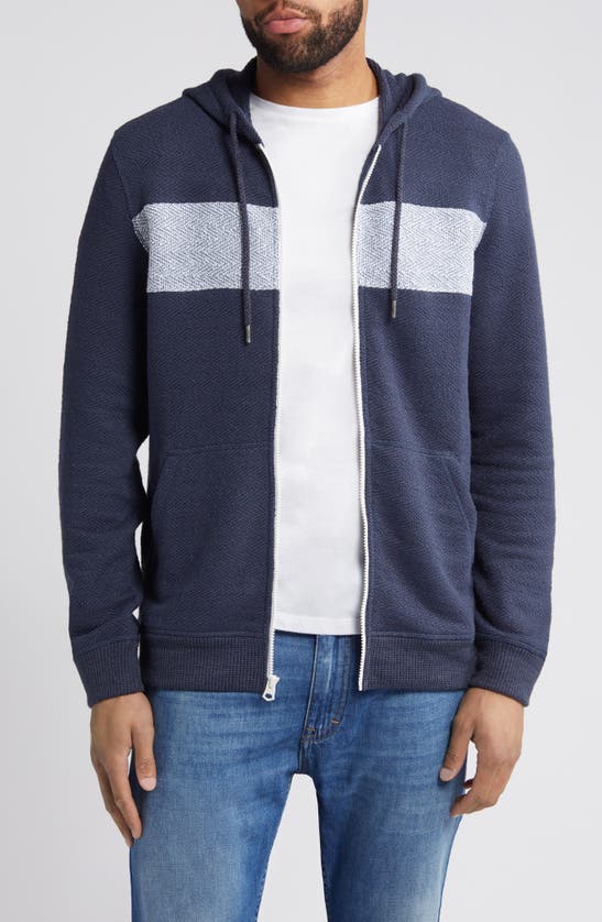Faherty Whitewater Cotton Blend Zip-up Hoodie In Blue Nights Surf