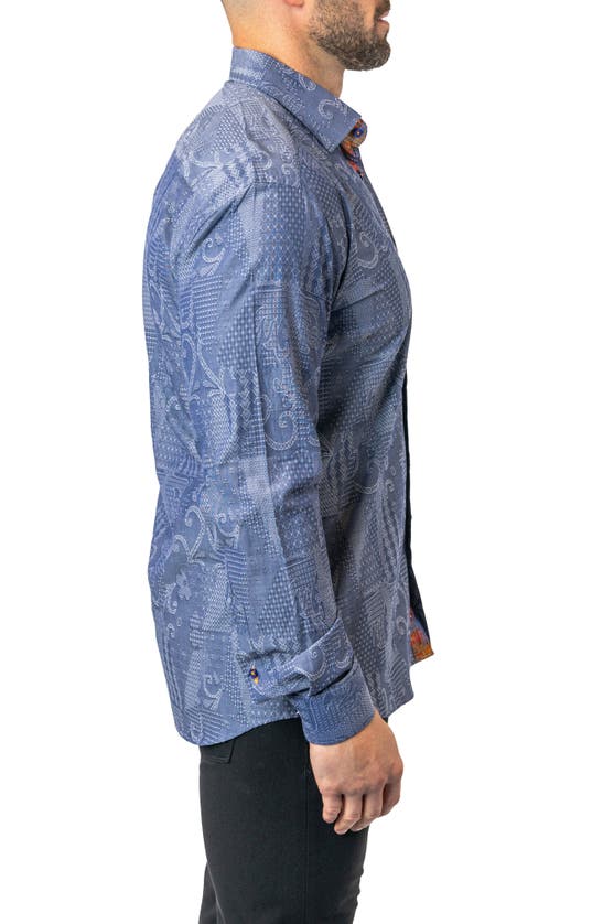 Shop Maceoo Fibonacci Denimpatch Blue Contemporary Fit Button-up Shirt