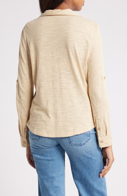 Shop Caslonr Caslon(r) Roll Tab Knit Shirt In Tan Safari