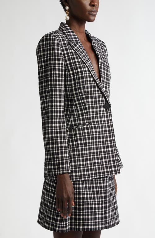 Shop Carolina Herrera Plaid Wool Blend Blazer In Black/white