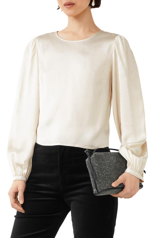 & Other Stories Open Back Long Sleeve Satin Blouse in Beige