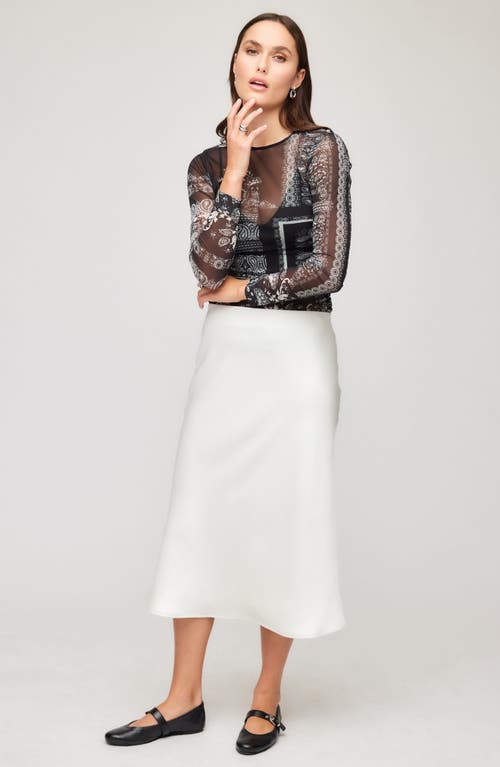 Fifteen Twenty Mia Bias Cut Satin Midi Skirt In Cream