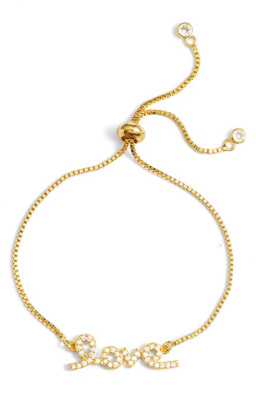 MELANIE MARIE Cursive Love Slider Bracelet in Gold Plated
