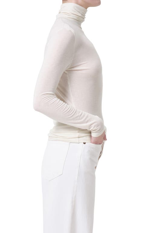 Shop Agolde Pascale Rib Turtleneck Top In Oat Milk