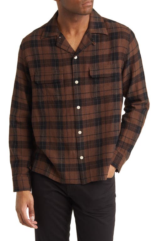AllSaints Weedport Plaid Relaxed Fit Wool Blend Shirt in Brown at Nordstrom, Size Medium