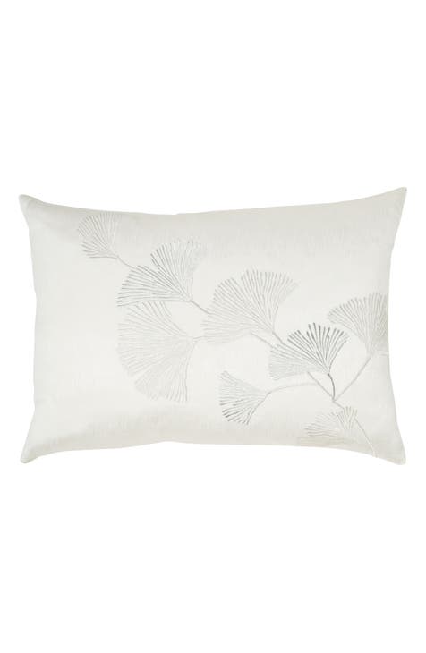 Ginkgo Leaf Embroidered Accent Pillow
