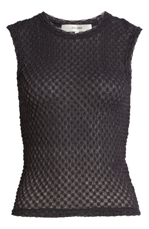 Frame Sleeveless Mesh-lace Top In Black