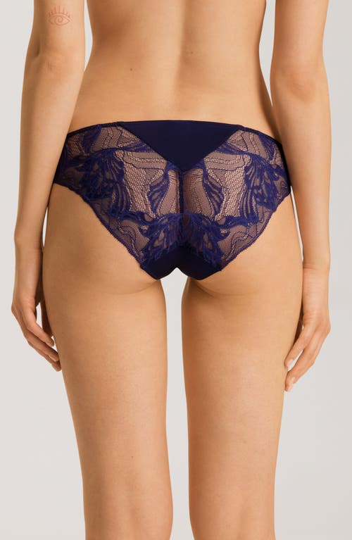 Shop Hanro Eva Lace Back Bikini Cut Briefs In Evening Blue