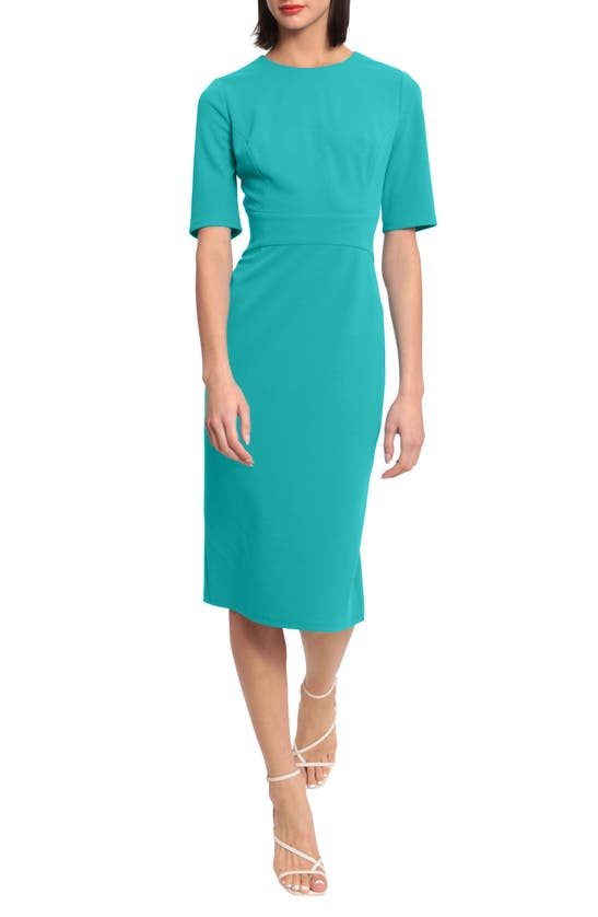 Donna Morgan Sheath Midi Dress In Spectra Green | ModeSens