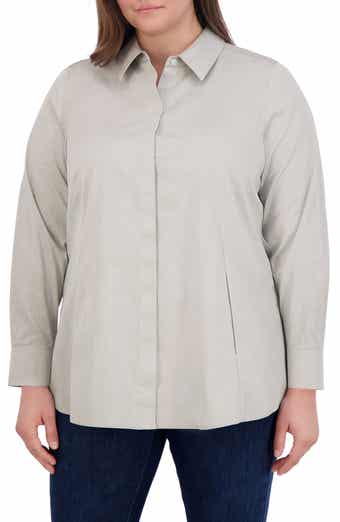 Large Button Pinpoint Non-Iron Shirt- Foxcroft