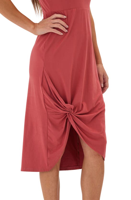 Shop Threads 4 Thought Lula Knotted Sleeveless Jersey Midi Dress In Prawn