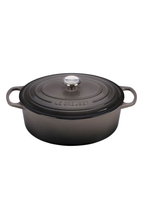 Le Creuset Signature 6.75-Quart Oval Enamel Cast Iron French/Dutch Oven with Lid in Oyster 