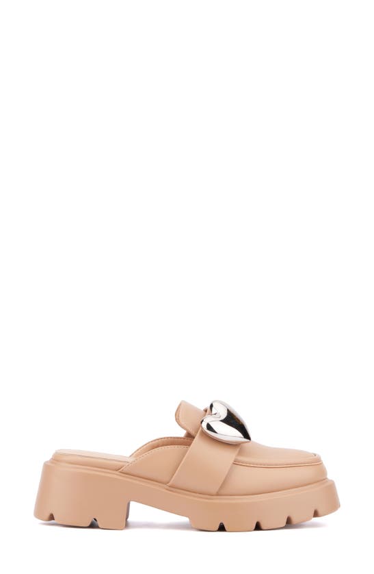 Olivia Miller Heartless Lugged Platform Mule In Beige