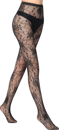 Stems Wildflower Floral Fishnet Tights