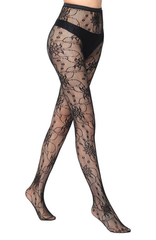 Stems Wildflower Floral Fishnet Tights in Black at Nordstrom