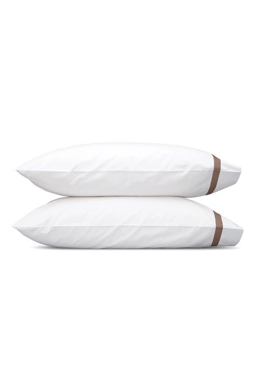 Shop Matouk Lowell 600 Thread Count Set Of 2 Pillowcases In White/mocha