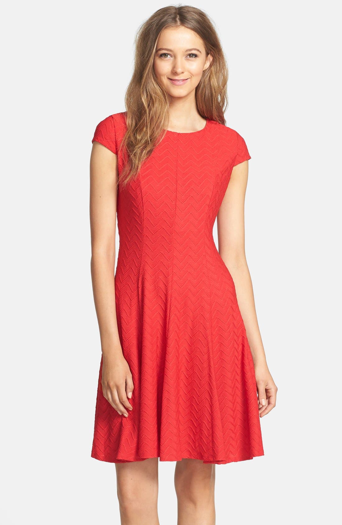 Eliza J Textured Knit Fit & Flare Dress (Petite) Nordstrom